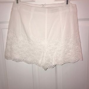 White Floral Shorts